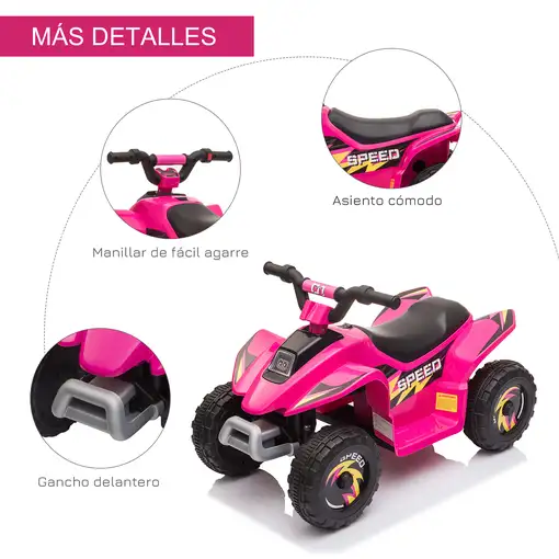 Quad Eléctrico para Niños 18-36 meses 6V Avance Retroceso 72x40x45,5cm HOMCOM
