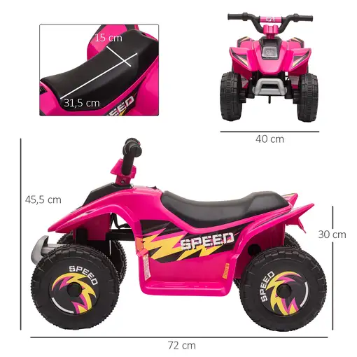Quad Eléctrico para Niños 18-36 meses 6V Avance Retroceso 72x40x45,5cm HOMCOM