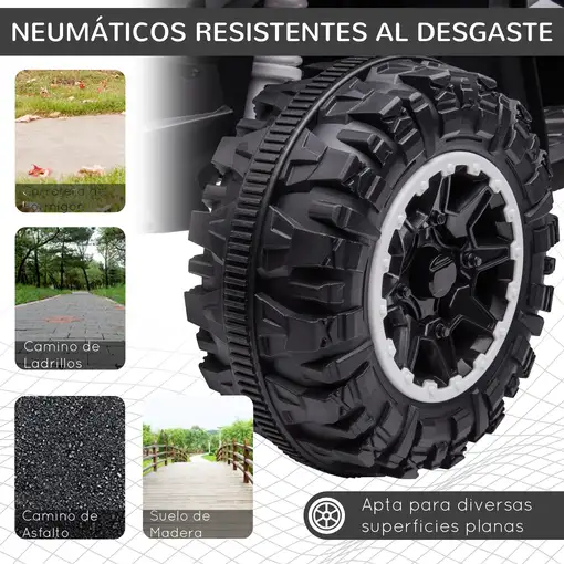 Quad Eléctrico para Niños 3-5 Años 12V con 2 Motores Faros Bocina Blanco HOMCOM