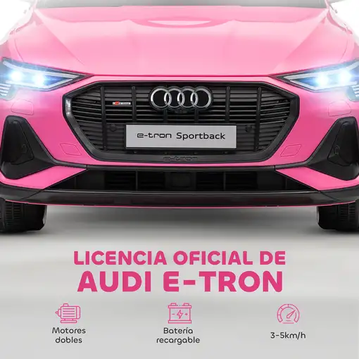 Coche Eléctrico para Niños Audi E-tron Velocidad 3-5 km/h Rosa HOMCOM
