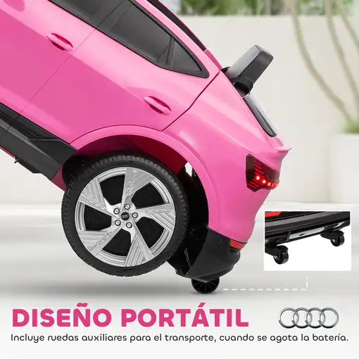 Coche Eléctrico para Niños Audi E-tron Velocidad 3-5 km/h Rosa HOMCOM