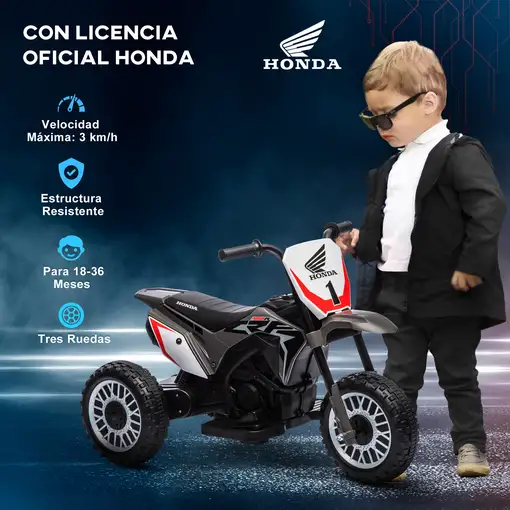 Moto Eléctrica Infantil con Licencia Honda CRF450RL 71x40,5x43,5cm Gris HOMCOM