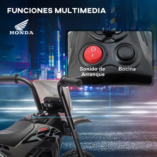 Moto Eléctrica Infantil con Licencia Honda CRF450RL 71x40,5x43,5cm Gris HOMCOM