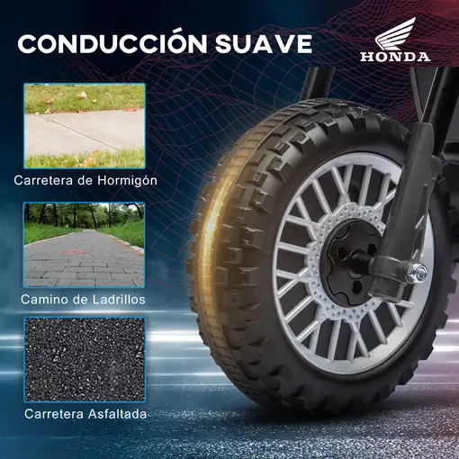Moto Eléctrica Infantil con Licencia Honda CRF450RL 71x40,5x43,5cm Gris HOMCOM