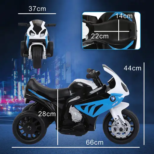 Moto Eléctrica para Niños de 18-36 Meses 66x37x44 cm Azul HOMCOM
