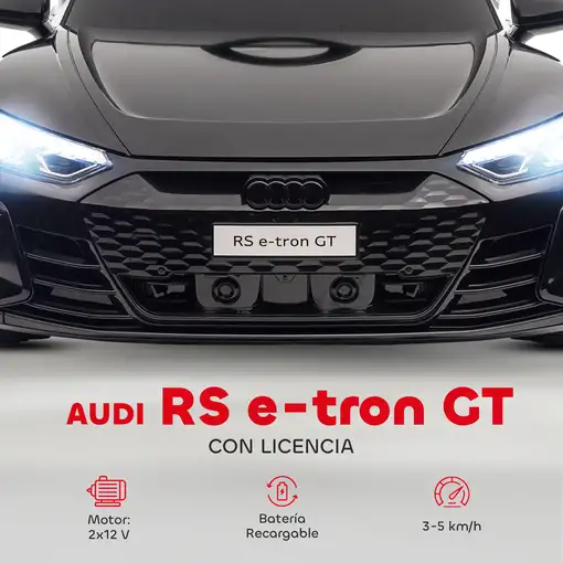 Coche Eléctrico para Niños +3 Años AUDI RS e-tron GT 103x58x41 cm Negro HOMCOM