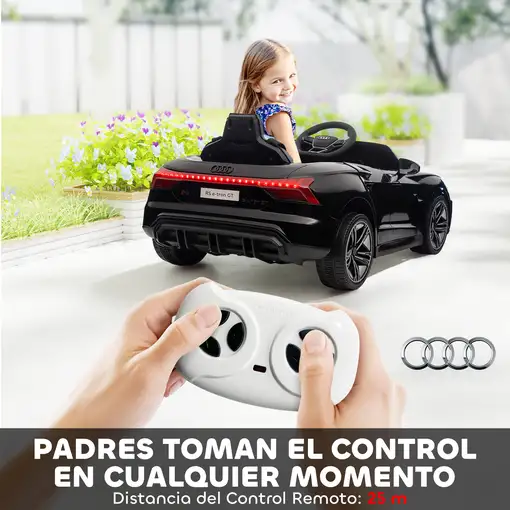 Coche Eléctrico para Niños +3 Años AUDI RS e-tron GT 103x58x41 cm Negro HOMCOM