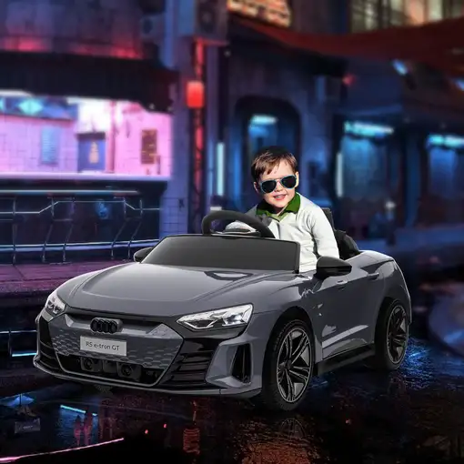 Coche Eléctrico para Niños +3 Años AUDI RS e-tron GT 103x58x41 cm Gris HOMCOM