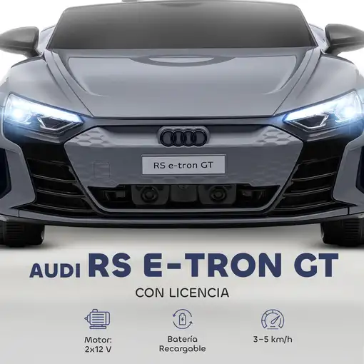 Coche Eléctrico para Niños +3 Años AUDI RS e-tron GT 103x58x41 cm Gris HOMCOM