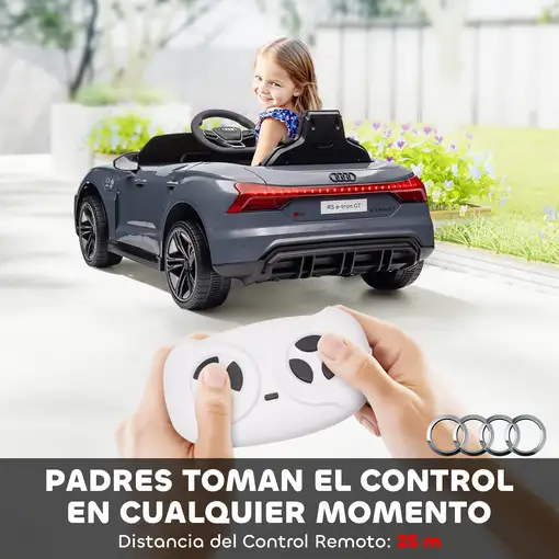 Coche Eléctrico para Niños +3 Años AUDI RS e-tron GT 103x58x41 cm Gris HOMCOM