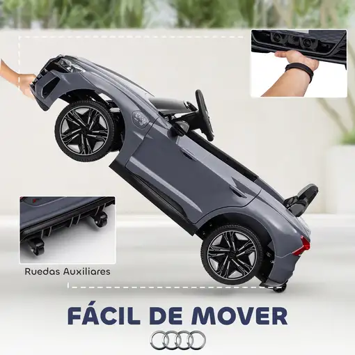 Coche Eléctrico para Niños +3 Años AUDI RS e-tron GT 103x58x41 cm Gris HOMCOM