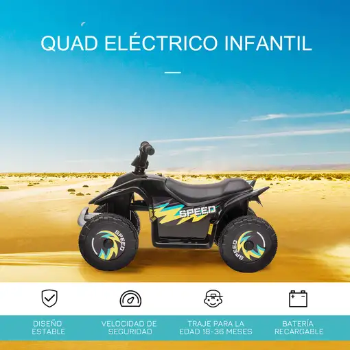 Quad Eléctrico para Niños 18 Meses 6V Avance Retroceso 72x40x45,5cm HOMCOM