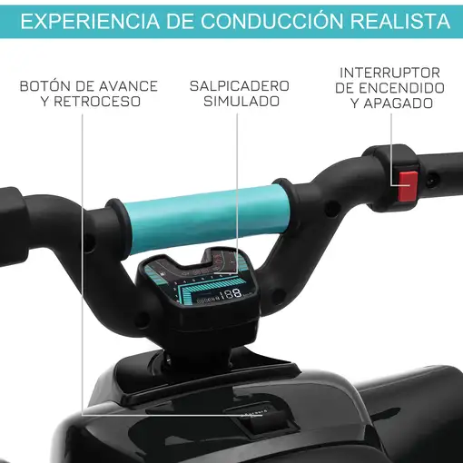 Quad Eléctrico para Niños 18 Meses 6V Avance Retroceso 72x40x45,5cm HOMCOM