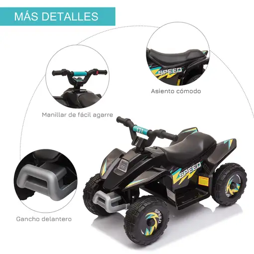 Quad Eléctrico para Niños 18 Meses 6V Avance Retroceso 72x40x45,5cm HOMCOM