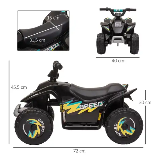Quad Eléctrico para Niños 18 Meses 6V Avance Retroceso 72x40x45,5cm HOMCOM