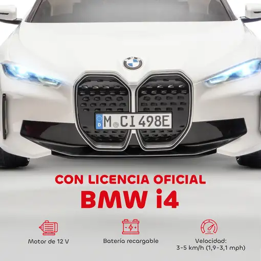 Coche Eléctrico para Niños 37-72 Meses con Música MP3 115x67x45 cm Blanco HOMCOM