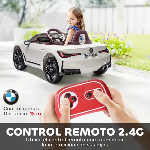 Coche Eléctrico para Niños 37-72 Meses con Música MP3 115x67x45 cm Blanco HOMCOM