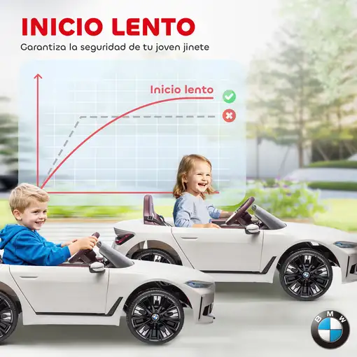 Coche Eléctrico para Niños 37-72 Meses con Música MP3 115x67x45 cm Blanco HOMCOM