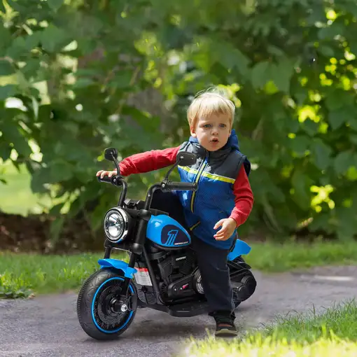 Moto Eléctrica para Niños de 18-36 Meses Batería 6V Azul HOMCOM