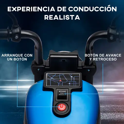 Moto Eléctrica para Niños de 18-36 Meses Batería 6V Azul HOMCOM