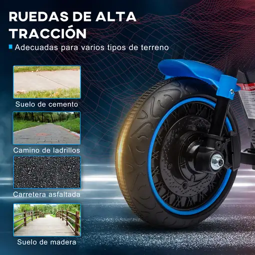 Moto Eléctrica para Niños de 18-36 Meses Batería 6V Azul HOMCOM