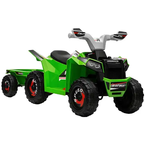 Quad Eléctrico para Niños con Remolque 106x41,5x48,5 cm Verde HOMCOM Quad Eléctrico para Niños con Remolque 106x41,5x48,5 cm Verde HOMCOM