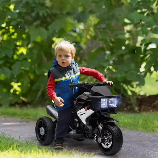 Moto Eléctrica para Niños de +3 Años con Luces Música Negro HOMCOM
