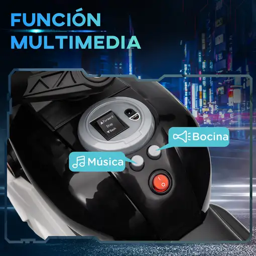 Moto Eléctrica para Niños de +3 Años con Luces Música Negro HOMCOM