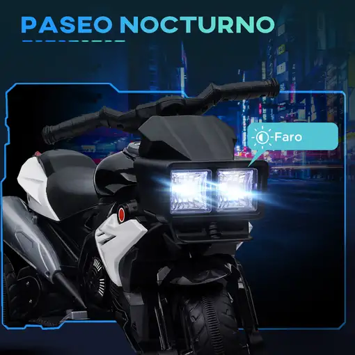 Moto Eléctrica para Niños de +3 Años con Luces Música Negro HOMCOM