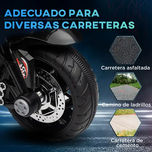 Moto Eléctrica para Niños de +3 Años con Luces Música Negro HOMCOM