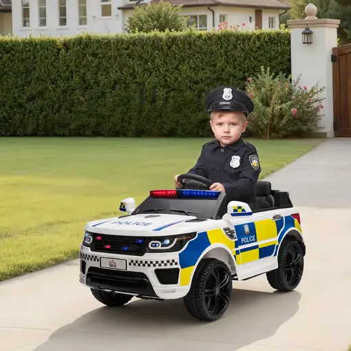 Coche Eléctrico para Niños de Policía de +3 Años con Mando a Distancia HOMCOM