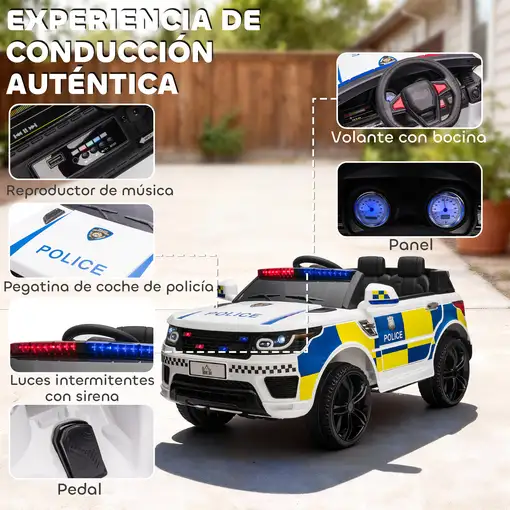 Coche Eléctrico para Niños de Policía de +3 Años con Mando a Distancia HOMCOM