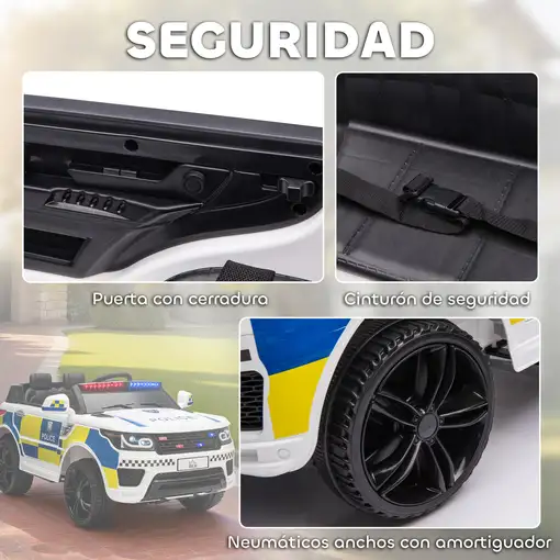 Coche Eléctrico para Niños de Policía de +3 Años con Mando a Distancia HOMCOM