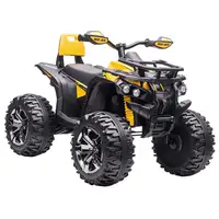 Quad Eléctrico Niños +3 Años 12V con Faros Música y Suspensión Amarillo HOMCOM Quad Eléctrico Niños +3 Años 12V con Faros Música y Suspensión Amarillo HOMCOM