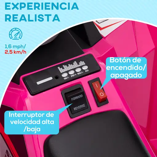 Quad Eléctrico para Niños de 18-36 Meses 70x41,5x48,5 cm Rosa HOMCOM