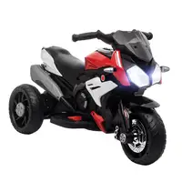 Moto Eléctrica Infantil +3 Años con Música Bocina Faros 86x42x52 cm Rojo HOMCOM