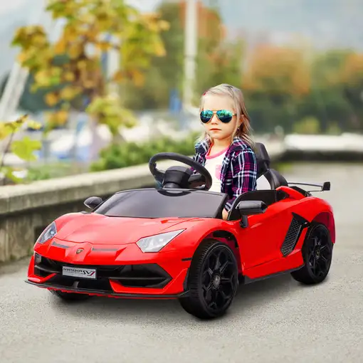 Coche Eléctrico Lamborghini para Niños con MP3 Luces Rojo HOMCOM