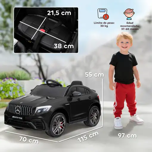 Coche Eléctrico 3-8 Años Licencia de Mercedes 12V Mando MP3 USB Luces HOMCOM