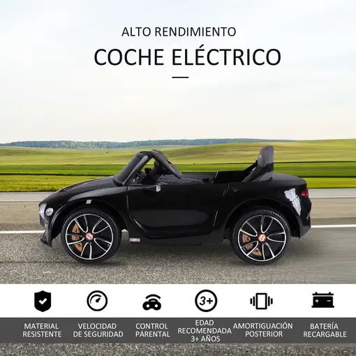 Bentley GT Coche Eléctrico Niños+3 años 2 Modos Control Música Faros 30kg HOMCOM