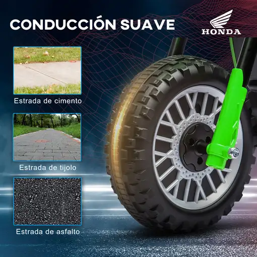 Moto Eléctrica Infantil con Licencia Honda CRF450RL 71x40,5x43,5cm Verde HOMCOM