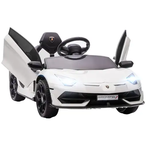 Coche Eléctrico Lamborghini para Niños con MP3 Luces Blanco HOMCOM Coche Eléctrico Lamborghini para Niños con MP3 Luces Blanco HOMCOM
