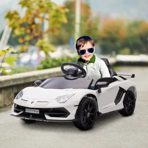 Coche Eléctrico Lamborghini para Niños con MP3 Luces Blanco HOMCOM