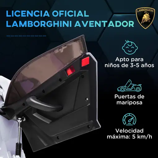 Coche Eléctrico Lamborghini para Niños con MP3 Luces Blanco HOMCOM