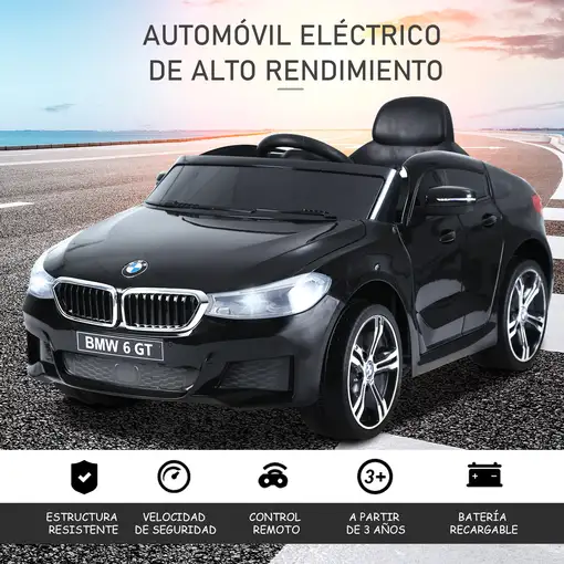 Coche Eléctrico BMW 6GT para +3 Años Automóvil Infantil de Batería 6V HOMCOM