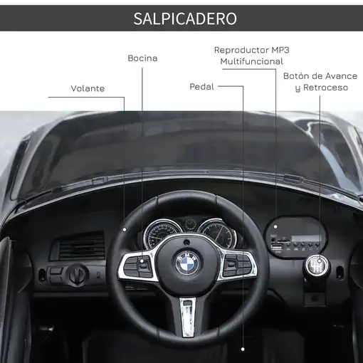 Coche Eléctrico BMW 6GT para +3 Años Automóvil Infantil de Batería 6V HOMCOM
