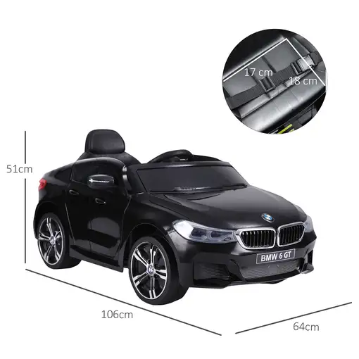 Coche Eléctrico BMW 6GT para +3 Años Automóvil Infantil de Batería 6V HOMCOM