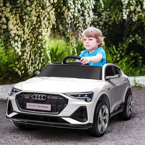 Coche Eléctrico para Niños Audi E-tron Velocidad 3-5 km/h Blanco HOMCOM