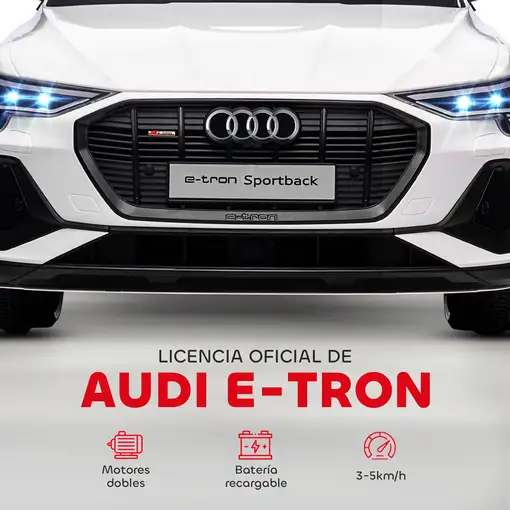 Coche Eléctrico para Niños Audi E-tron Velocidad 3-5 km/h Blanco HOMCOM