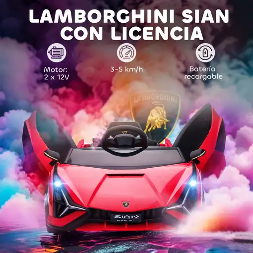 Coche Eléctrico 12V para Niños +3 Años Lamborghini SIAN Mando a Distancia HOMCOM