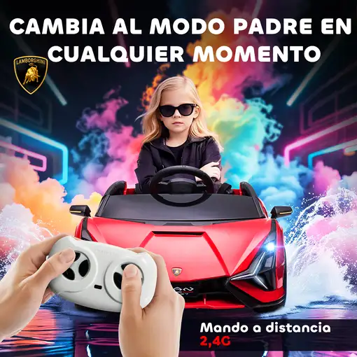 Coche Eléctrico 12V para Niños +3 Años Lamborghini SIAN Mando a Distancia HOMCOM